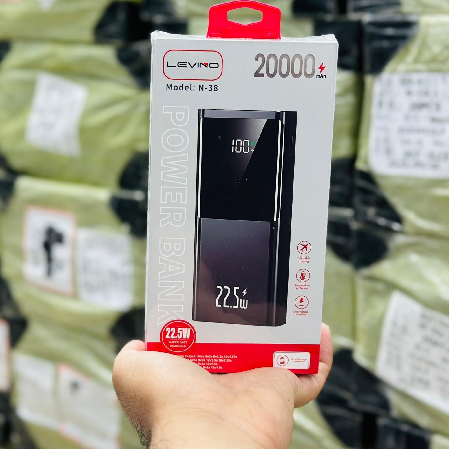 پاور بانک LEVINO N-38 ظرفیت 20000 میلی‌آمپر